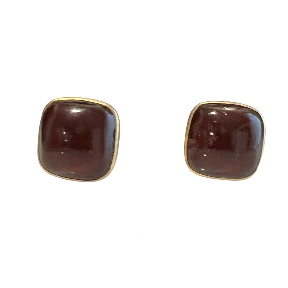 VINTAGE SWANK RED DOMED GOLD TONE CUFFLINKS